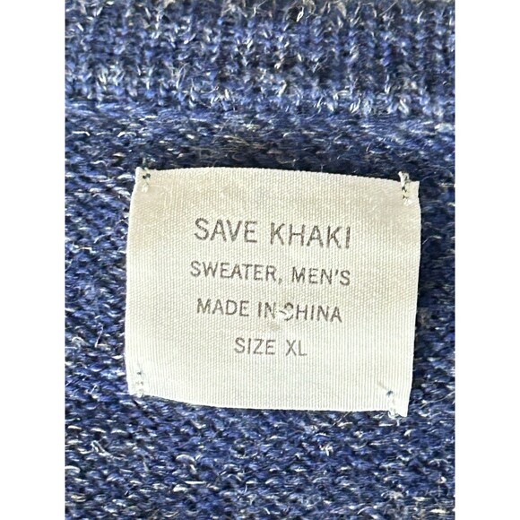Save Khaki Mens XL Wool  Linen Blue Fair Isle Sweater - Picture 5 of 9
